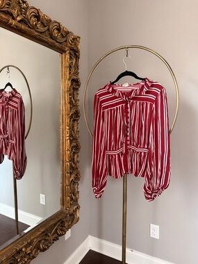 Plenty by Tracy Reese Red and White Striped Button-Front Blouse